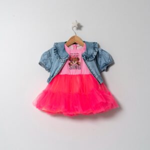 Σετ φόρεμα τούλινο φουξ με denim jacket