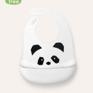 Σαλιάρα σιλικόνης με κουμπί "Panda"