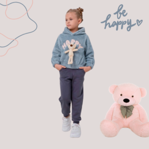 Alternative view of Σετ φόρμας με φούτερ Teddy και παντελόνι με επένδυση fleece (δώρο μπρελόκ αρκουδίνι)