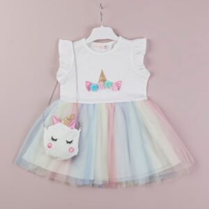 Φόρεμα Unicorn σετ με τσαντάκι
