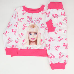 Βρεφικό σετ φόρμες Barbie λευκό/ροζ