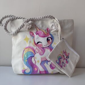 Παιδική τσάντα παραλίας Unicorn Εκρού